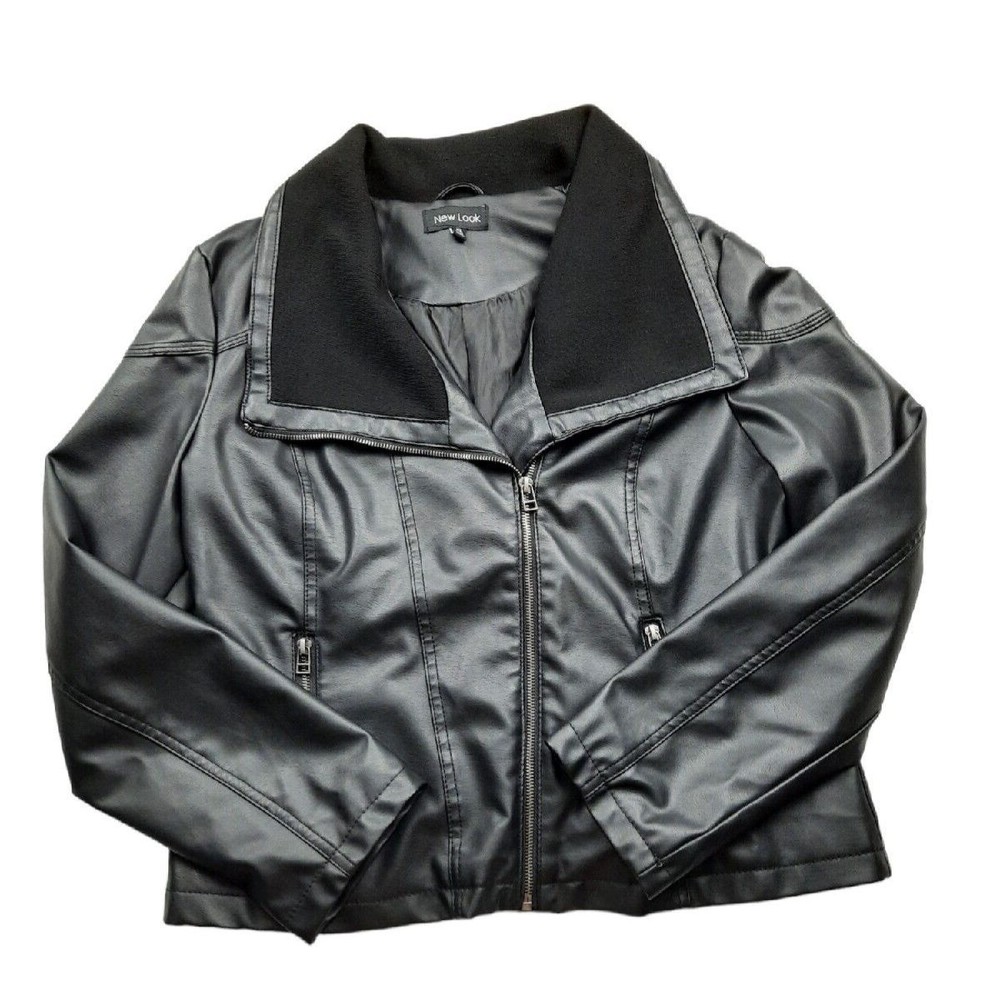 New Look Womens XL Black Biker Long Sleeve Jacket